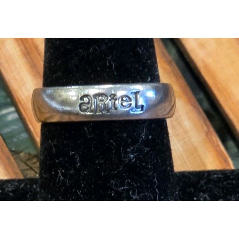 Vintage Silver Tone Personalized Name Band Ring "Ariel" Size 6.5 Stackable